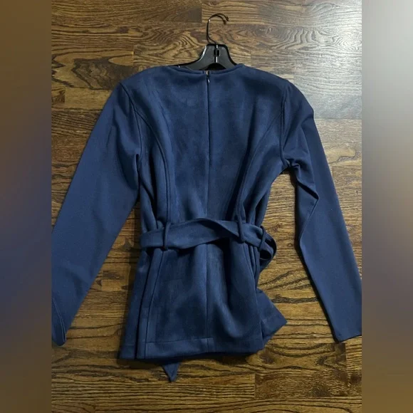 Suede long sleeve navy top - Picture 4 of 7